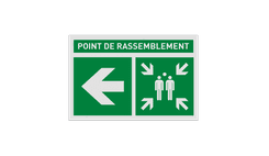 Autocollant ou panneau - E007 - Point de rassemblement à gauche