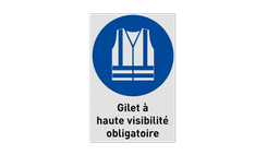 Autocollant ou panneau - M015 - Gilet à haute visibilité obligatoire